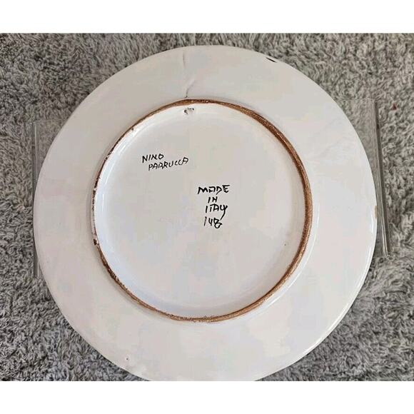 Nino Parrucca Pottery Modernist Plate 8.5" Fisherman Made in Italy #148 - Picture 2 of 5